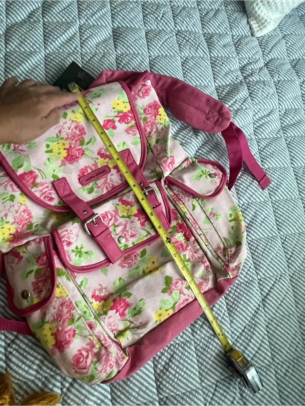 Laura Ashley Pink Floral Canvas Rucksack Backpack